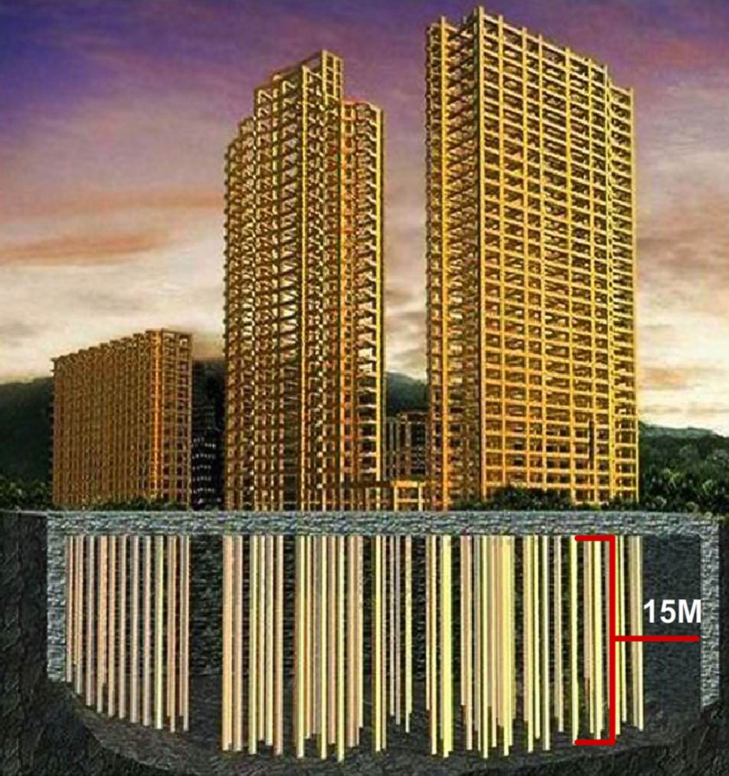 地基深入岩盤示意圖